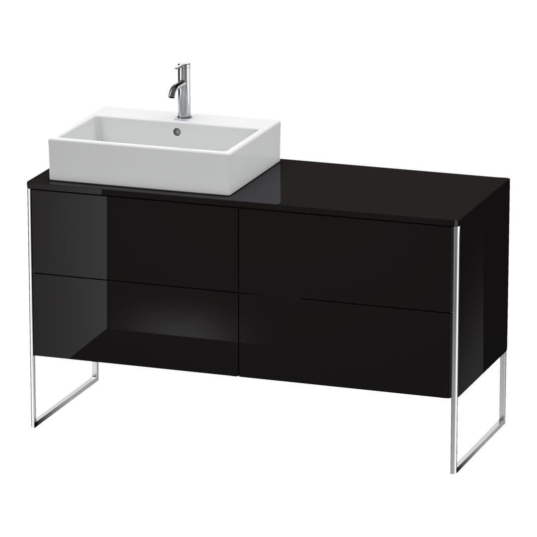 Duravit XSquare – Έπιπλο Νιπτήρα – 1400 mm, για κονσόλα, 4 συρτάρια, νιπτήρας αριστερά, 1400 x 548 x 778 mm – Black High Gloss, Lacquer (XS4923L4040)