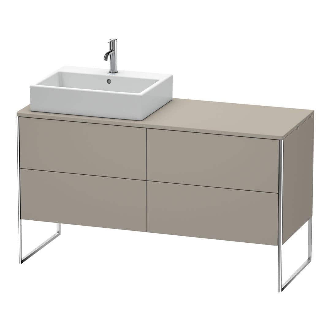 Duravit XSquare – Έπιπλο Νιπτήρα – 1400 mm, για κονσόλα, 4 συρτάρια, νιπτήρας αριστερά, 1400 x 548 x 778 mm – Basalte Matt, Decor (XS4923L4343)