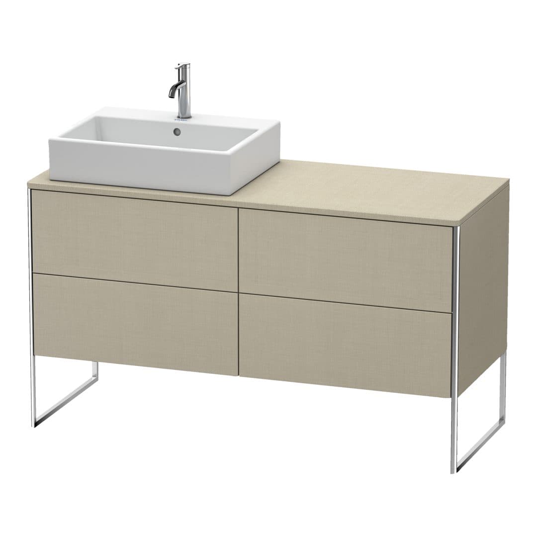 Duravit XSquare – Έπιπλο Νιπτήρα – 1400 mm, για κονσόλα, 4 συρτάρια, νιπτήρας αριστερά, 1400 x 548 x 778 mm – Linen Matt, Decor (XS4923L7575)