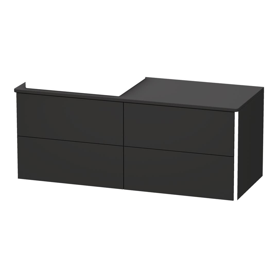 Duravit XSquare – Έπιπλο Νιπτήρα – 1400 mm, για κονσόλα, 4 συρτάρια, νιπτήρας αριστερά, 1400 x 548 x 778 mm – Graphite Super Matt, Decor (XS4923L8080)