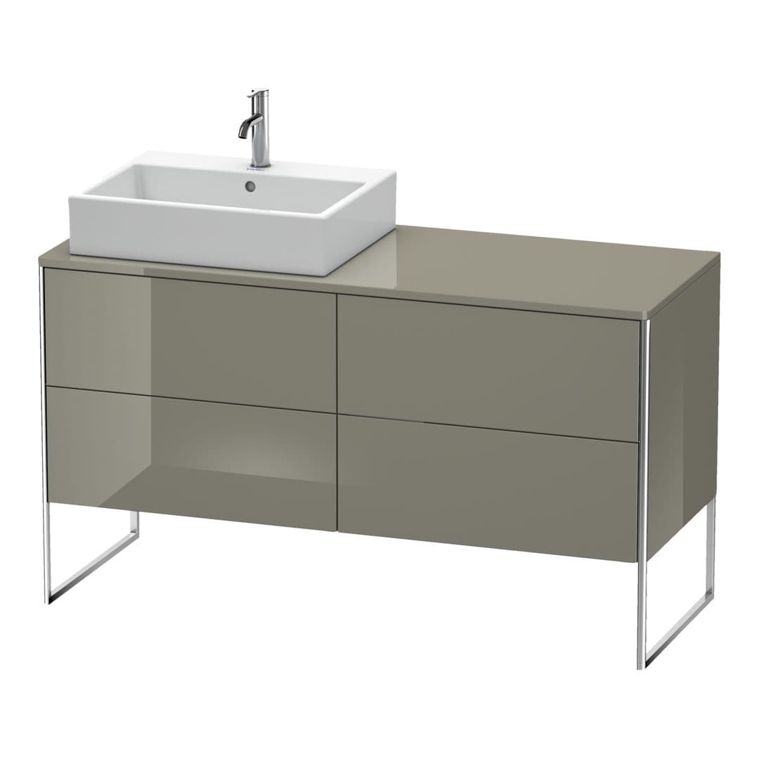 Duravit XSquare – Έπιπλο Νιπτήρα – 1400 mm, για κονσόλα, 4 συρτάρια, νιπτήρας αριστερά, 1400 x 548 x 778 mm – Flannel Grey High Gloss, Lacquer (XS4923L8989)