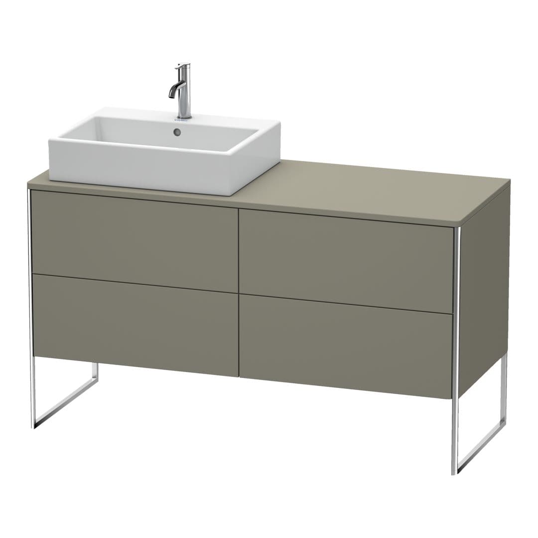 Duravit XSquare – Έπιπλο Νιπτήρα – 1400 mm, για κονσόλα, 4 συρτάρια, νιπτήρας αριστερά, 1400 x 548 x 778 mm – Flannel Grey Satin Matt, Lacquer (XS4923L9090)