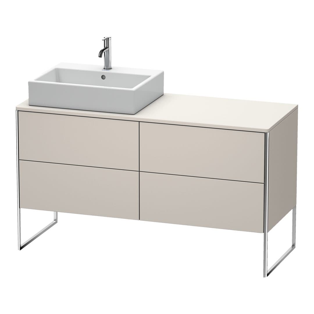 Duravit XSquare – Έπιπλο Νιπτήρα – 1400 mm, για κονσόλα, 4 συρτάρια, νιπτήρας αριστερά, 1400 x 548 x 778 mm – Taupe Matt, Decor (XS4923L9191)