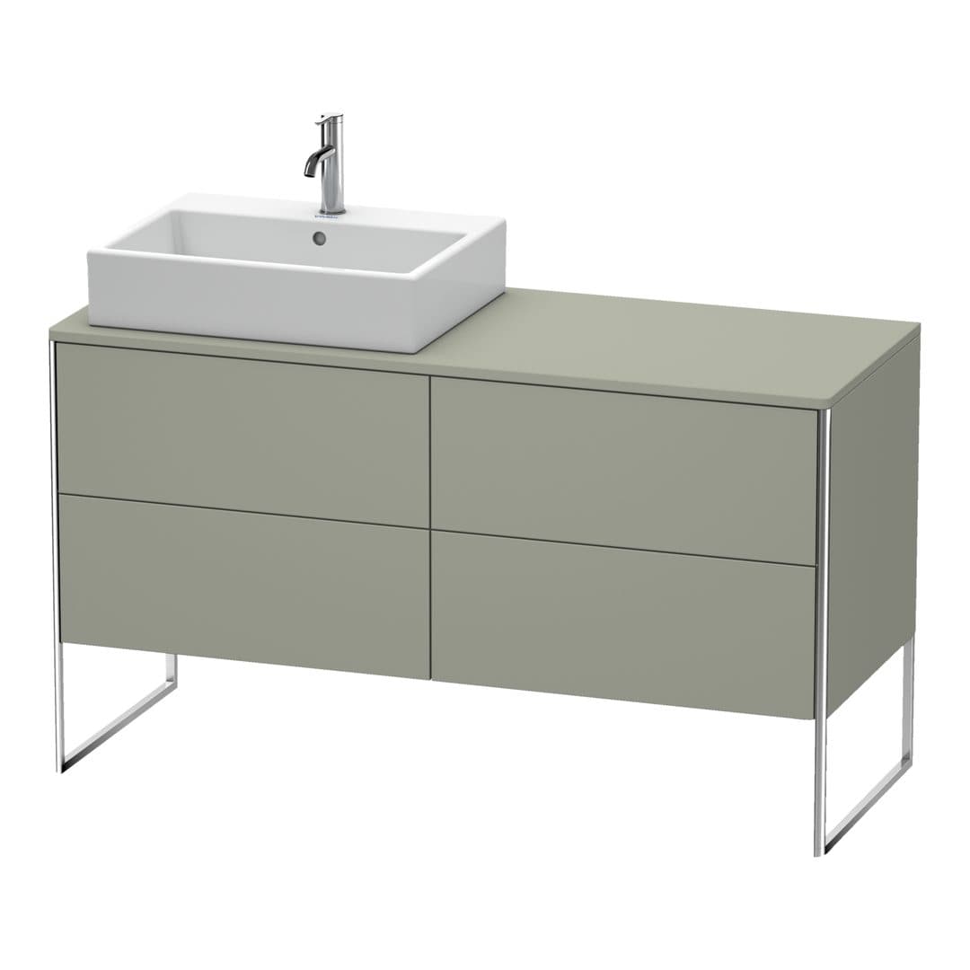 Duravit XSquare – Έπιπλο Νιπτήρα – 1400 mm, για κονσόλα, 4 συρτάρια, νιπτήρας αριστερά, 1400 x 548 x 778 mm – Stone grey Satin Matt, Lacquer (XS4923L9292)