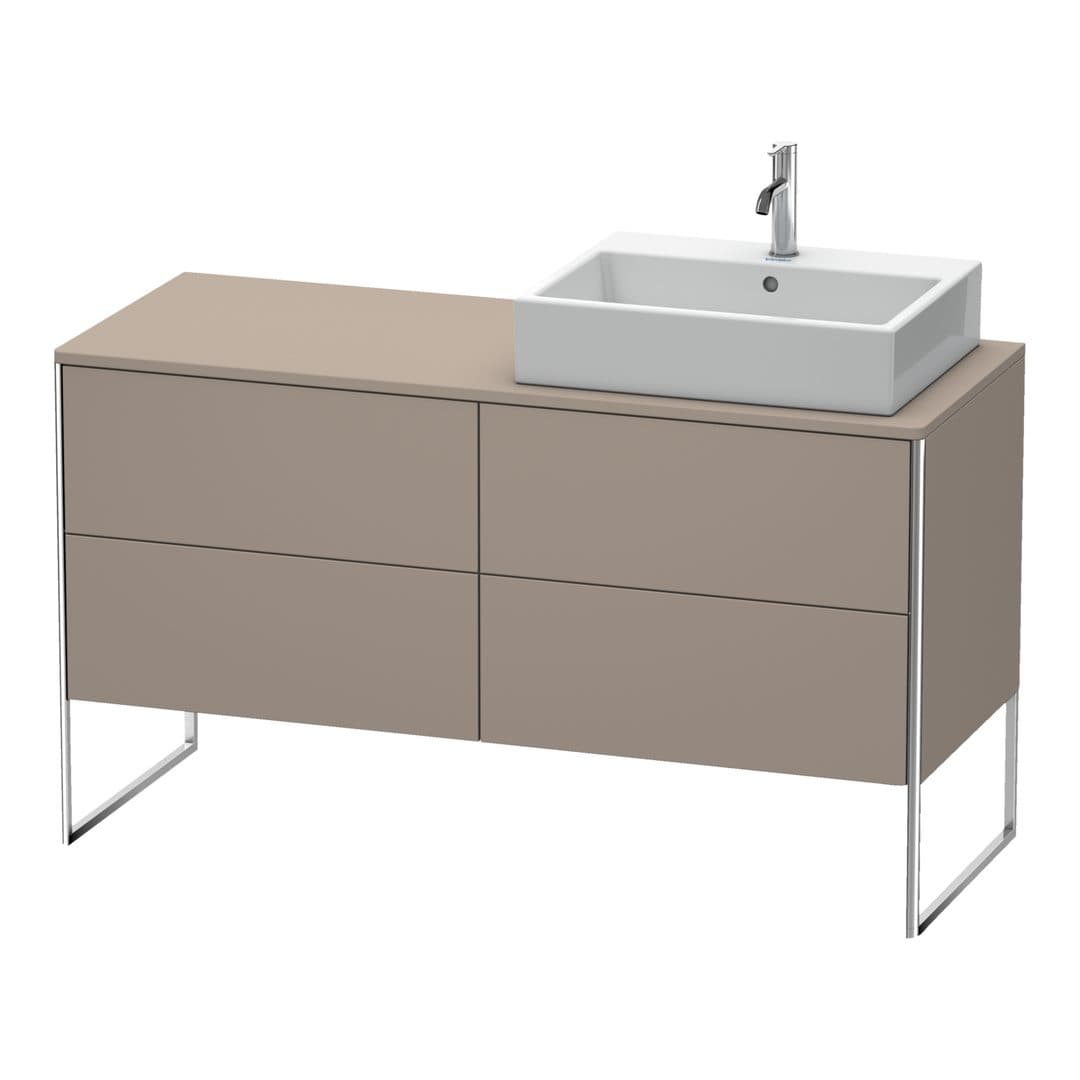 Duravit XSquare – Έπιπλο Νιπτήρα – 1400 mm, για κονσόλα, 4 συρτάρια, νιπτήρας δεξιά, 1400 x 548 x 778 mm – Basalte Matt, Decor (XS4923R4343)