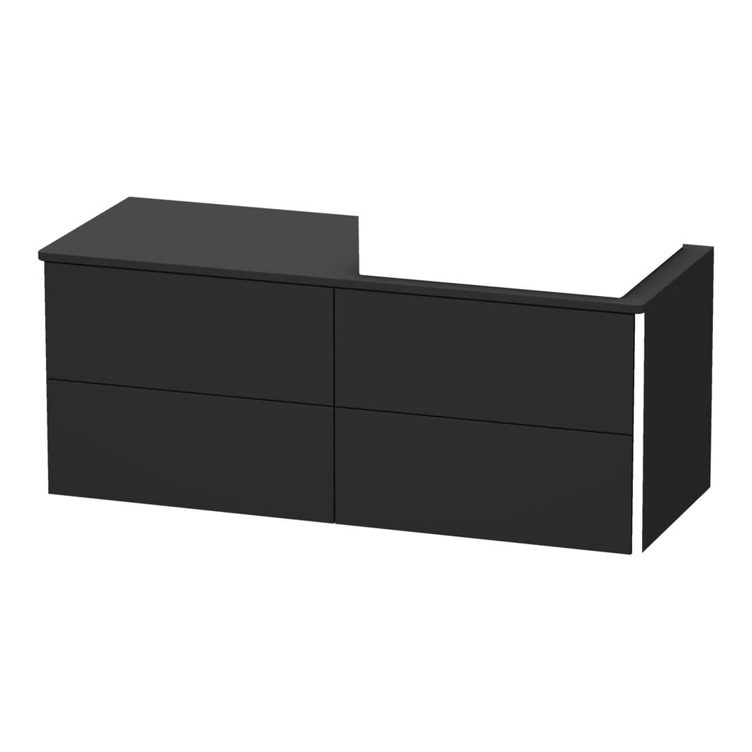 Duravit XSquare – Έπιπλο Νιπτήρα – 1400 mm, για κονσόλα, 4 συρτάρια, νιπτήρας δεξιά, 1400 x 548 x 778 mm – Graphite Super Matt, Decor (XS4923R8080)