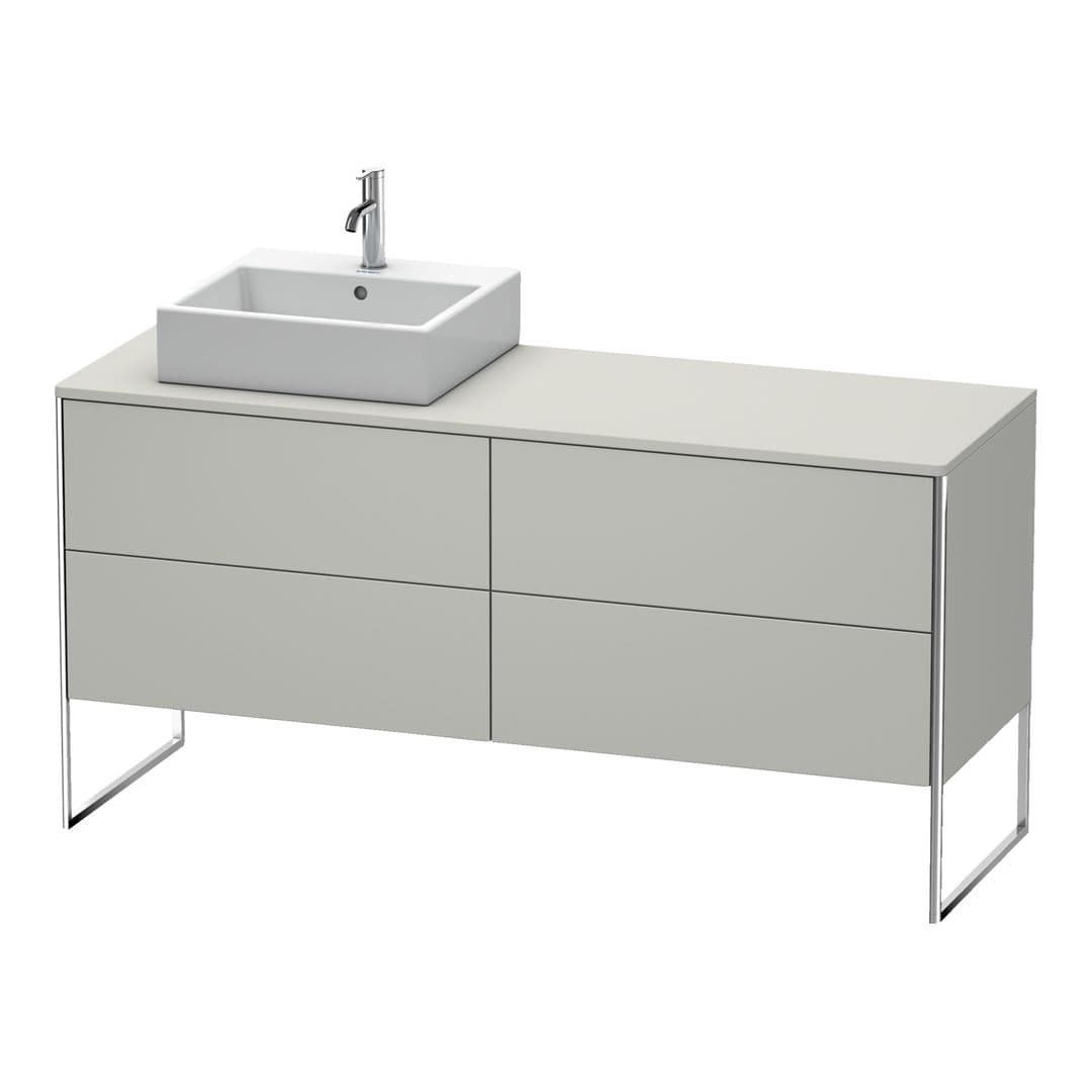 Duravit XSquare – Έπιπλο Νιπτήρα – 1600 mm, για κονσόλα, 4 συρτάρια, νιπτήρας αριστερά, 1600 x 548 x 778 mm – Concrete grey Matt, Decor (XS4924L0707)