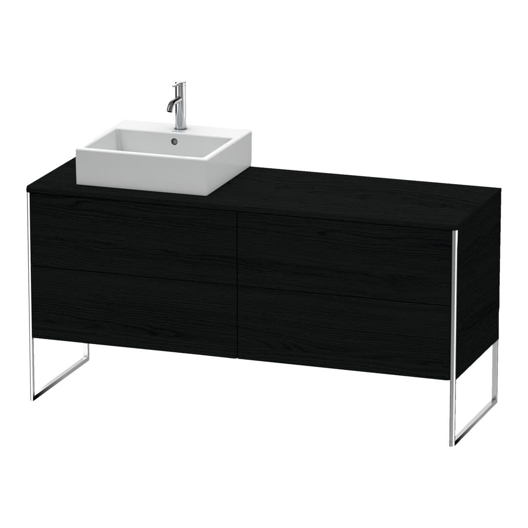 Duravit XSquare – Έπιπλο Νιπτήρα – 1600 mm, για κονσόλα, 4 συρτάρια, νιπτήρας αριστερά, 1600 x 548 x 778 mm – Black oak Matt, Decor (XS4924L1616)