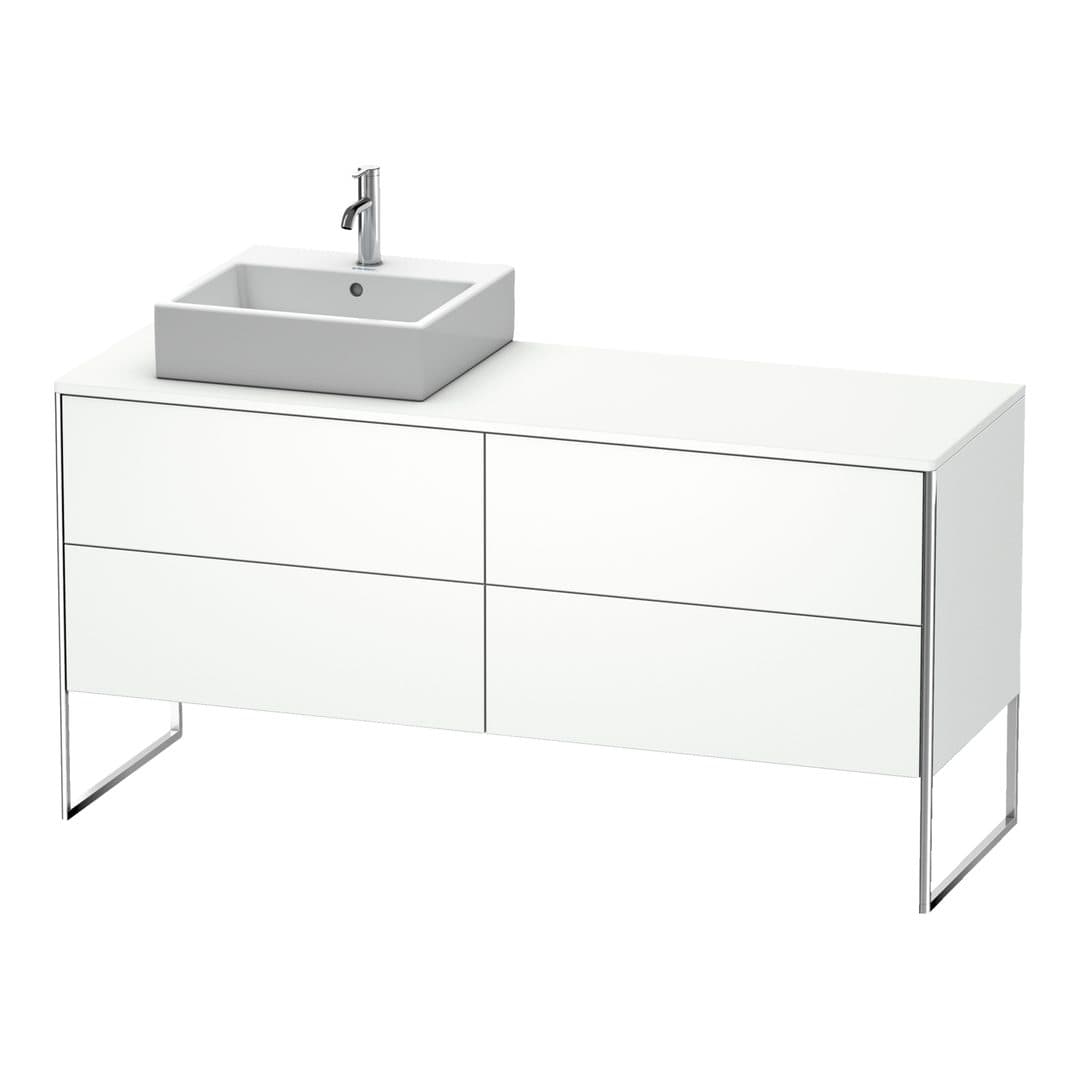 Duravit XSquare – Έπιπλο Νιπτήρα – 1600 mm, για κονσόλα, 4 συρτάρια, νιπτήρας αριστερά, 1600 x 548 x 778 mm – White Matt, Decor (XS4924L1818)