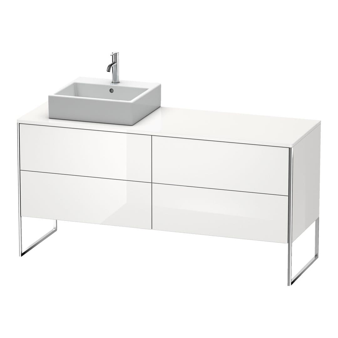 Duravit XSquare – Έπιπλο Νιπτήρα – 1600 mm, για κονσόλα, 4 συρτάρια, νιπτήρας αριστερά, 1600 x 548 x 778 mm – White High Gloss, Decor (XS4924L2222)
