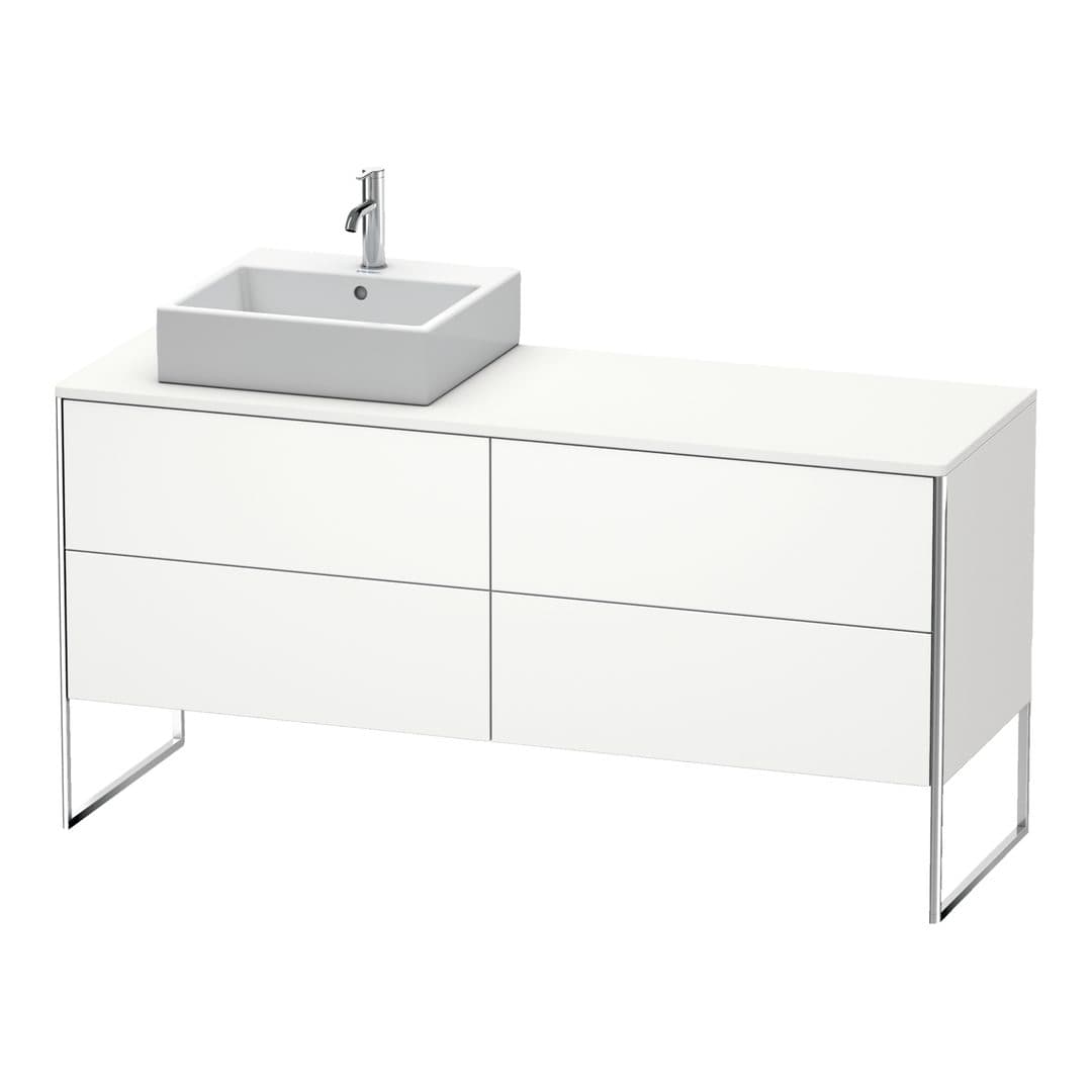 Duravit XSquare – Έπιπλο Νιπτήρα – 1600 mm, για κονσόλα, 4 συρτάρια, νιπτήρας αριστερά, 1600 x 548 x 778 mm – White Satin Matt, Lacquer (XS4924L3636)