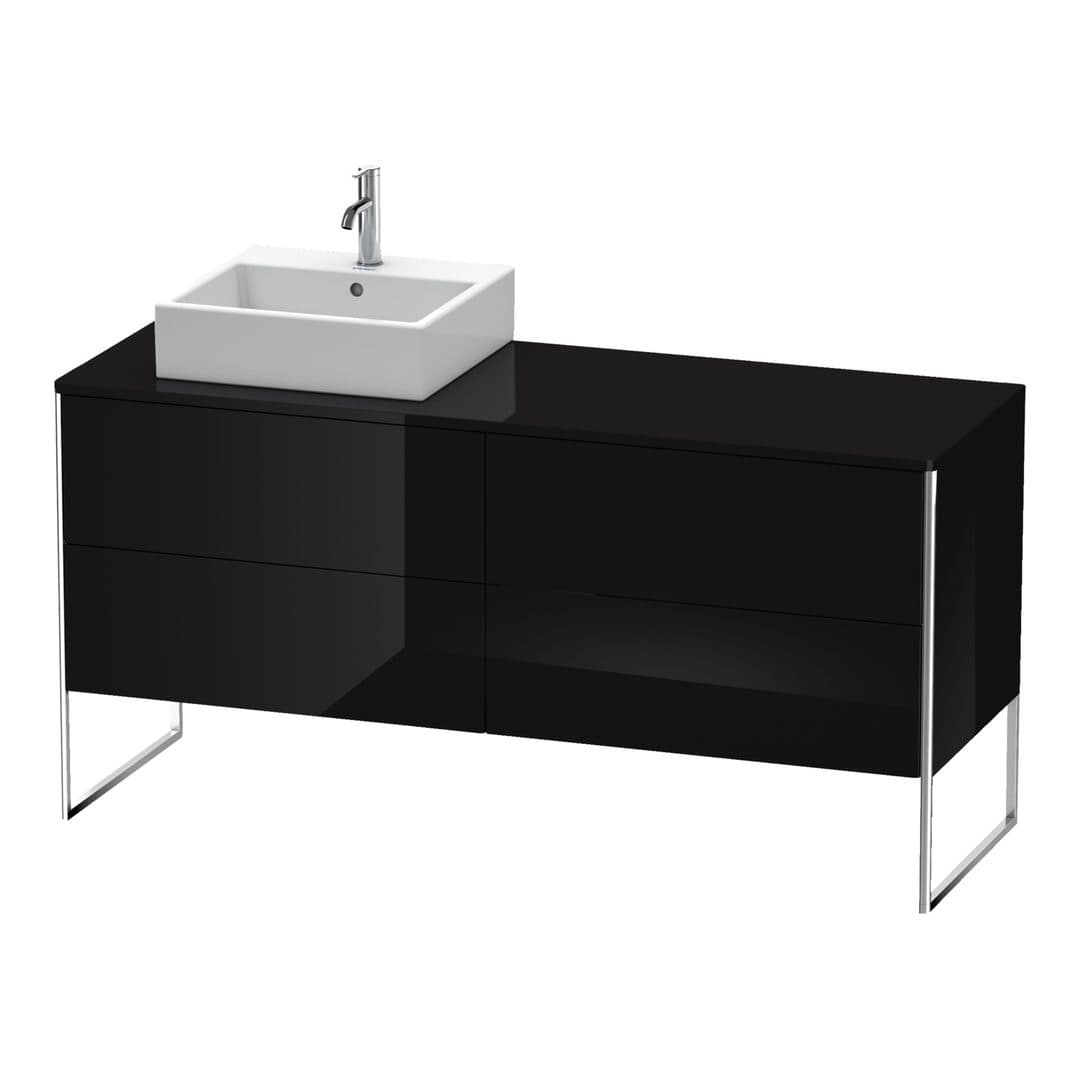 Duravit XSquare – Έπιπλο Νιπτήρα – 1600 mm, για κονσόλα, 4 συρτάρια, νιπτήρας αριστερά, 1600 x 548 x 778 mm – Black High Gloss, Lacquer (XS4924L4040)