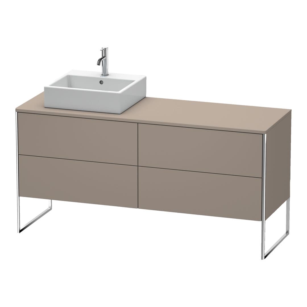 Duravit XSquare – Έπιπλο Νιπτήρα – 1600 mm, για κονσόλα, 4 συρτάρια, νιπτήρας αριστερά, 1600 x 548 x 778 mm – Basalte Matt, Decor (XS4924L4343)