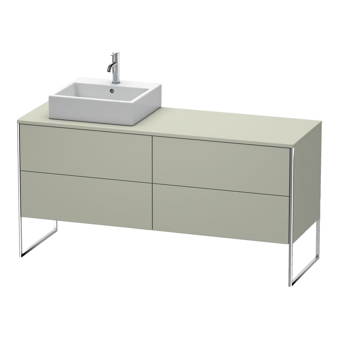 Duravit XSquare – Έπιπλο Νιπτήρα – 1600 mm, για κονσόλα, 4 συρτάρια, νιπτήρας αριστερά, 1600 x 548 x 778 mm – Taupe Satin Matt, Lacquer (XS4924L6060)