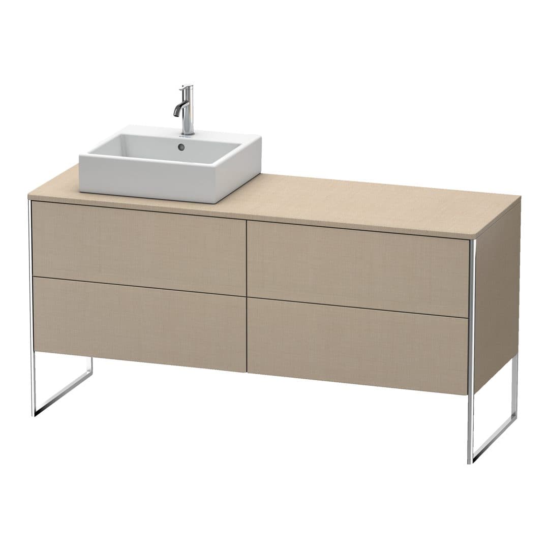 Duravit XSquare – Έπιπλο Νιπτήρα – 1600 mm, για κονσόλα, 4 συρτάρια, νιπτήρας αριστερά, 1600 x 548 x 778 mm – Linen Matt, Decor (XS4924L7575)