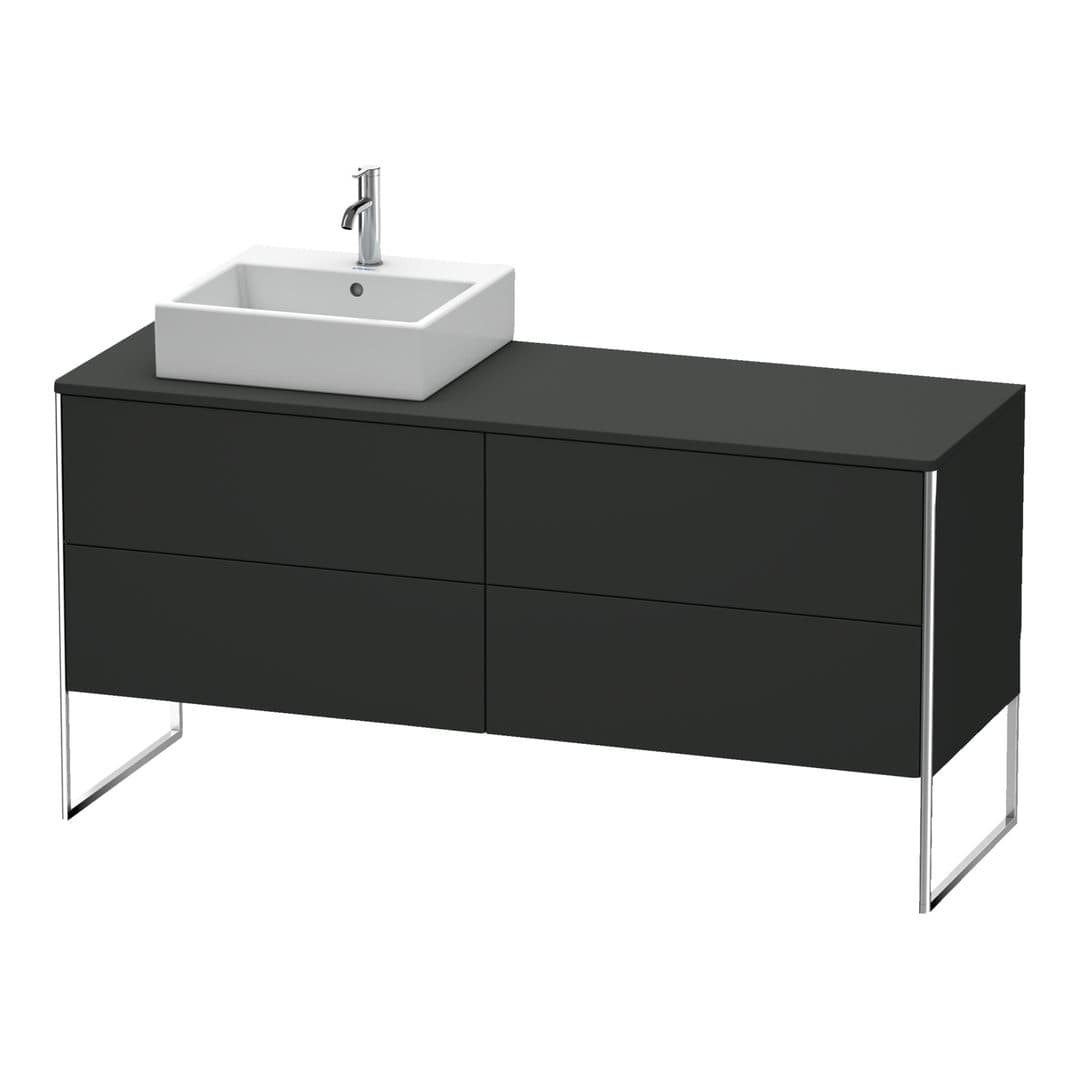 Duravit XSquare – Έπιπλο Νιπτήρα – 1600 mm, για κονσόλα, 4 συρτάρια, νιπτήρας αριστερά, 1600 x 548 x 778 mm – Graphite Super Matt, Decor (XS4924L8080)