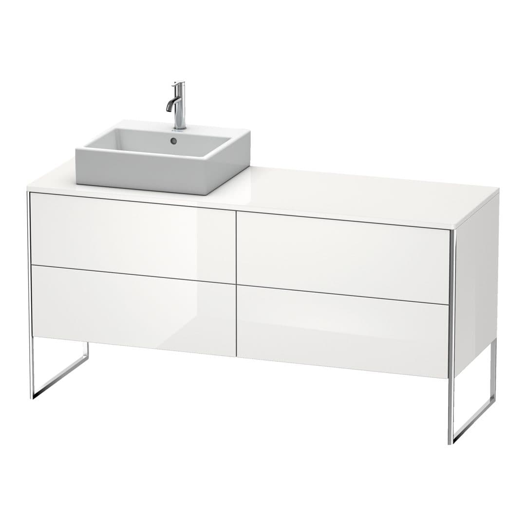 Duravit XSquare – Έπιπλο Νιπτήρα – 1600 mm, για κονσόλα, 4 συρτάρια, νιπτήρας αριστερά, 1600 x 548 x 778 mm – White High Gloss, Lacquer (XS4924L8585)