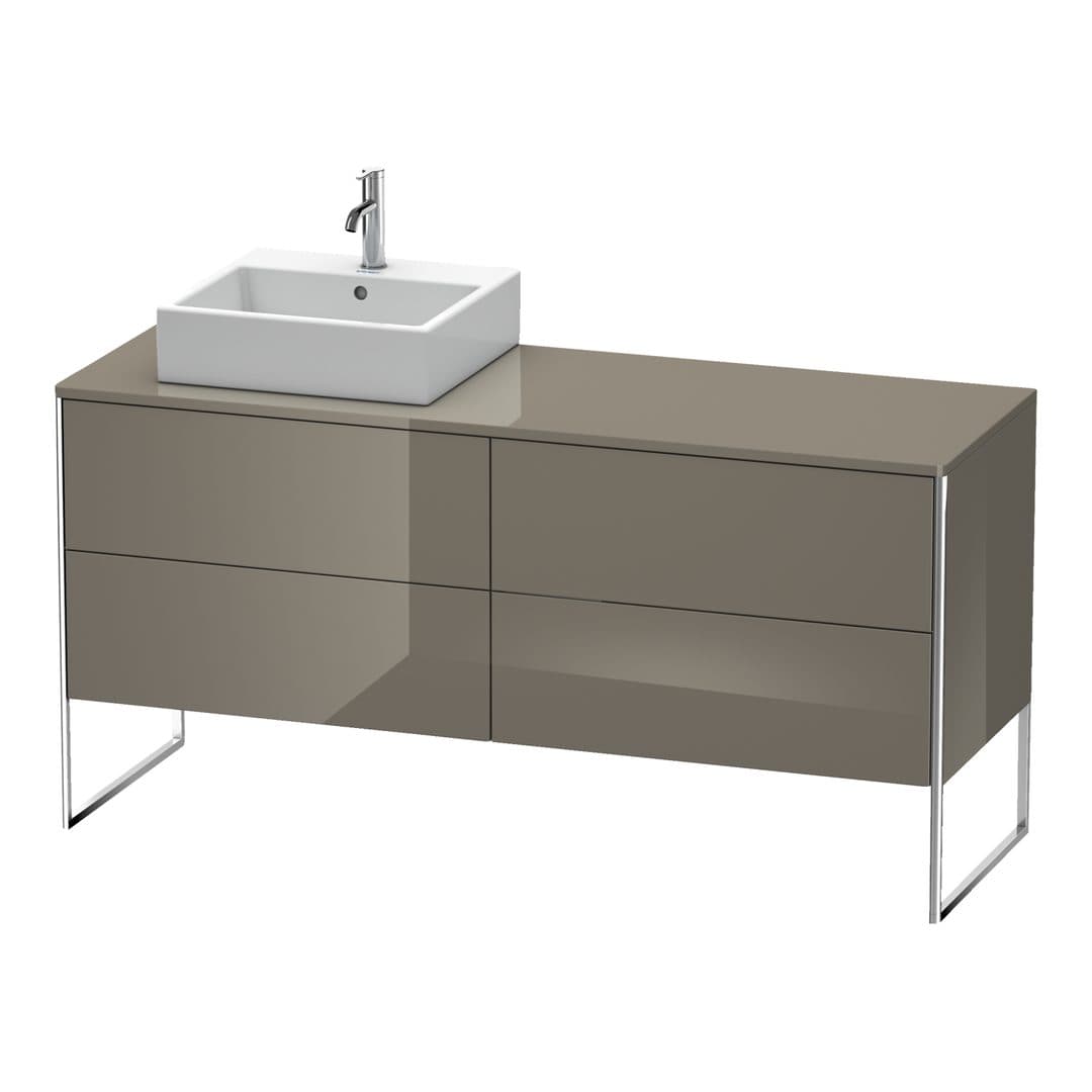 Duravit XSquare – Έπιπλο Νιπτήρα – 1600 mm, για κονσόλα, 4 συρτάρια, νιπτήρας αριστερά, 1600 x 548 x 778 mm – Flannel Grey High Gloss, Lacquer (XS4924L8989)