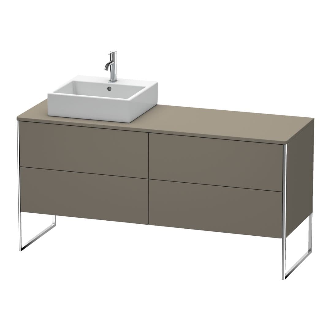 Duravit XSquare – Έπιπλο Νιπτήρα – 1600 mm, για κονσόλα, 4 συρτάρια, νιπτήρας αριστερά, 1600 x 548 x 778 mm – Flannel Grey Satin Matt, Lacquer (XS4924L9090)