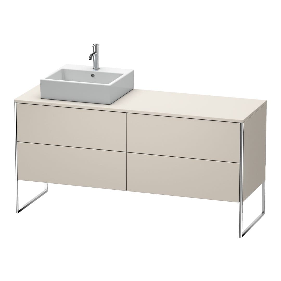 Duravit XSquare – Έπιπλο Νιπτήρα – 1600 mm, για κονσόλα, 4 συρτάρια, νιπτήρας αριστερά, 1600 x 548 x 778 mm – Taupe Matt, Decor (XS4924L9191)