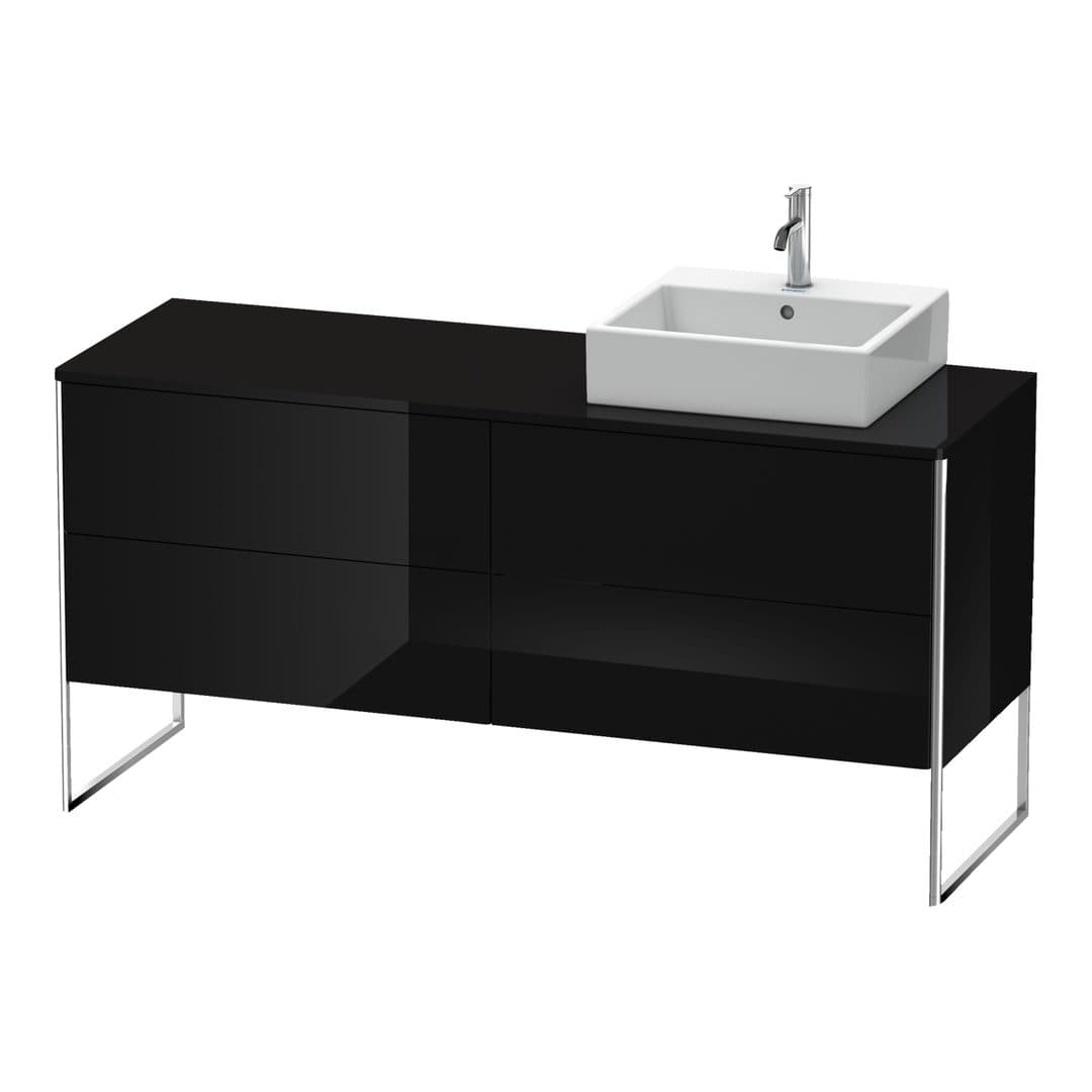 Duravit XSquare – Έπιπλο Νιπτήρα – 1600 mm, για κονσόλα, 4 συρτάρια, νιπτήρας δεξιά, 1600 x 548 x 778 mm – Black High Gloss, Lacquer (XS4924R4040)