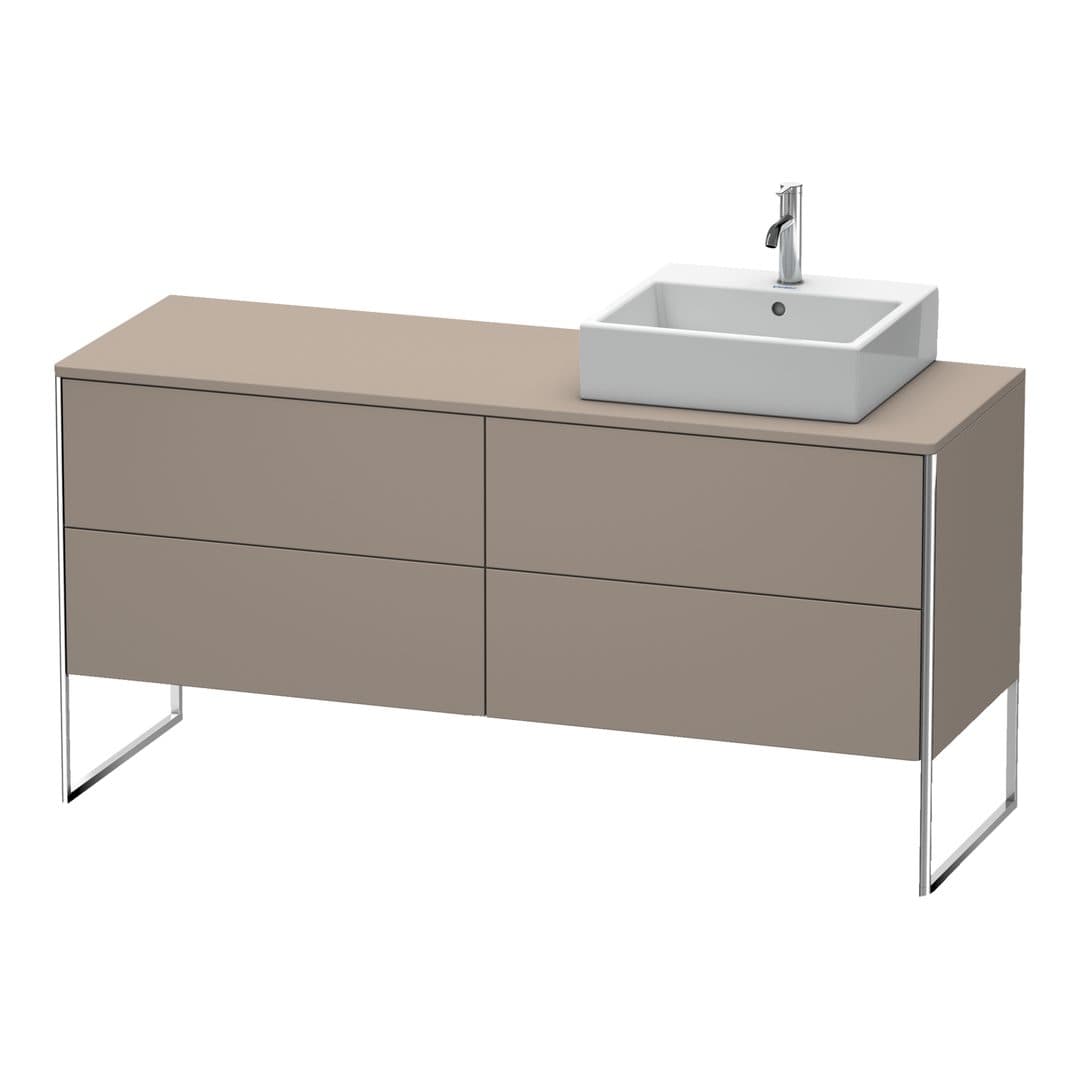 Duravit XSquare – Έπιπλο Νιπτήρα – 1600 mm, για κονσόλα, 4 συρτάρια, νιπτήρας δεξιά, 1600 x 548 x 778 mm – Basalte Matt, Decor (XS4924R4343)