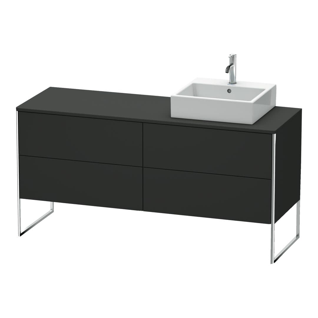Duravit XSquare – Έπιπλο Νιπτήρα – 1600 mm, για κονσόλα, 4 συρτάρια, νιπτήρας δεξιά, 1600 x 548 x 778 mm – Graphite Super Matt, Decor (XS4924R8080)