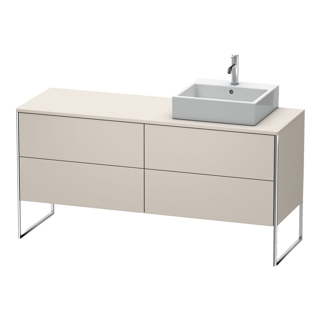 Duravit XSquare – Έπιπλο Νιπτήρα – 1600 mm, για κονσόλα, 4 συρτάρια, νιπτήρας δεξιά, 1600 x 548 x 778 mm – Taupe Super Matt, Decor (XS4924R8383)