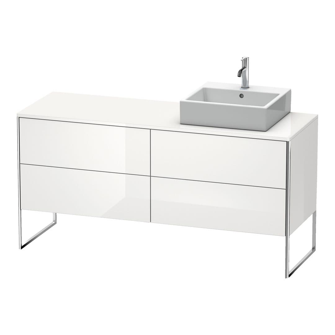 Duravit XSquare – Έπιπλο Νιπτήρα – 1600 mm, για κονσόλα, 4 συρτάρια, νιπτήρας δεξιά, 1600 x 548 x 778 mm – White High Gloss, Lacquer (XS4924R8585)