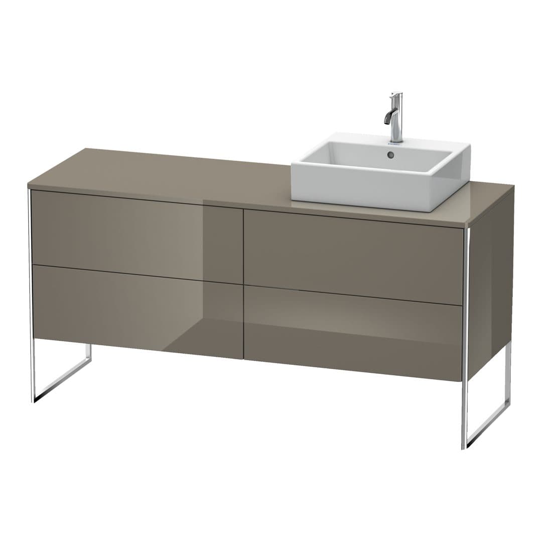 Duravit XSquare – Έπιπλο Νιπτήρα – 1600 mm, για κονσόλα, 4 συρτάρια, νιπτήρας δεξιά, 1600 x 548 x 778 mm – Flannel Grey High Gloss, Lacquer (XS4924R8989)
