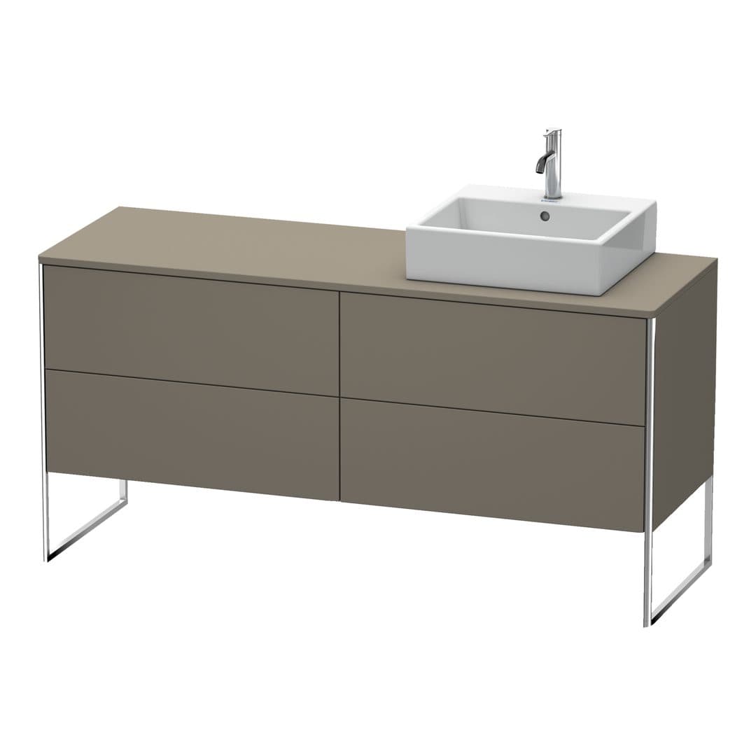 Duravit XSquare – Έπιπλο Νιπτήρα – 1600 mm, για κονσόλα, 4 συρτάρια, νιπτήρας δεξιά, 1600 x 548 x 778 mm – Flannel Grey Satin Matt, Lacquer (XS4924R9090)