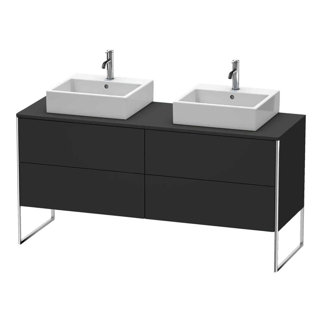 Duravit XSquare – Έπιπλο Νιπτήρα – 1600 mm, για κονσόλα, 4 συρτάρια, 1600 x 548 x 778 mm – Graphite Super Matt, Decor (XS4927B8080)