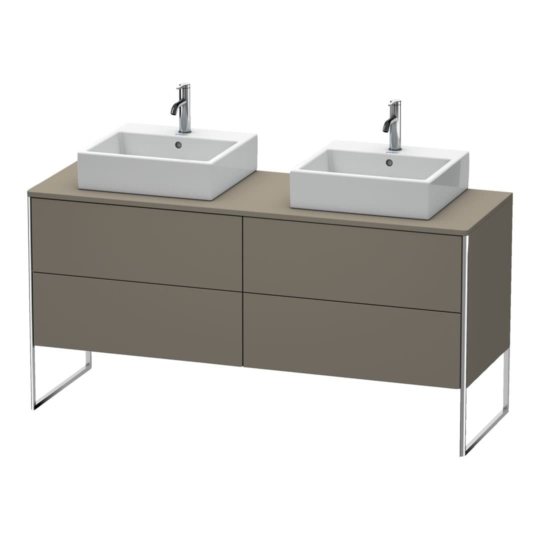 Duravit XSquare – Έπιπλο Νιπτήρα – 1600 mm, για κονσόλα, 4 συρτάρια, 1600 x 548 x 778 mm – Flannel Grey Satin Matt, Lacquer (XS4927B9090)