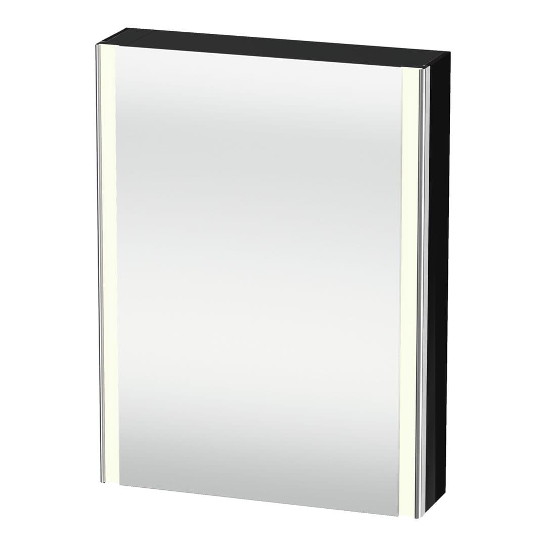 Duravit XSquare – Καθρέπτης Μπάνιου – 600×800 mm, καθρεπτοντούλαπο, 1 πόρτα, αριστερή, με φωτισμό LED, Socket – Black (XS7111L40400000)