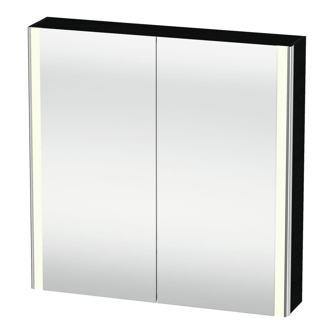 Duravit XSquare – Καθρέπτης Μπάνιου – 800×800 mm, καθρεπτοντούλαπο, 2 πόρτες, με φωτισμό LED, Socket – Black oak (XS7112016160000)