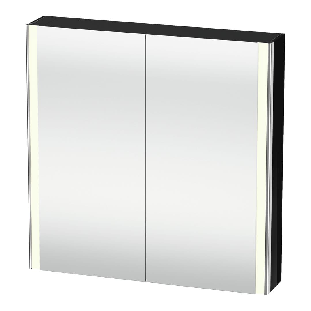 Duravit XSquare – Καθρέπτης Μπάνιου – 800×800 mm, καθρεπτοντούλαπο, 2 πόρτες, με φωτισμό LED, Socket – Black (XS7112040400000)