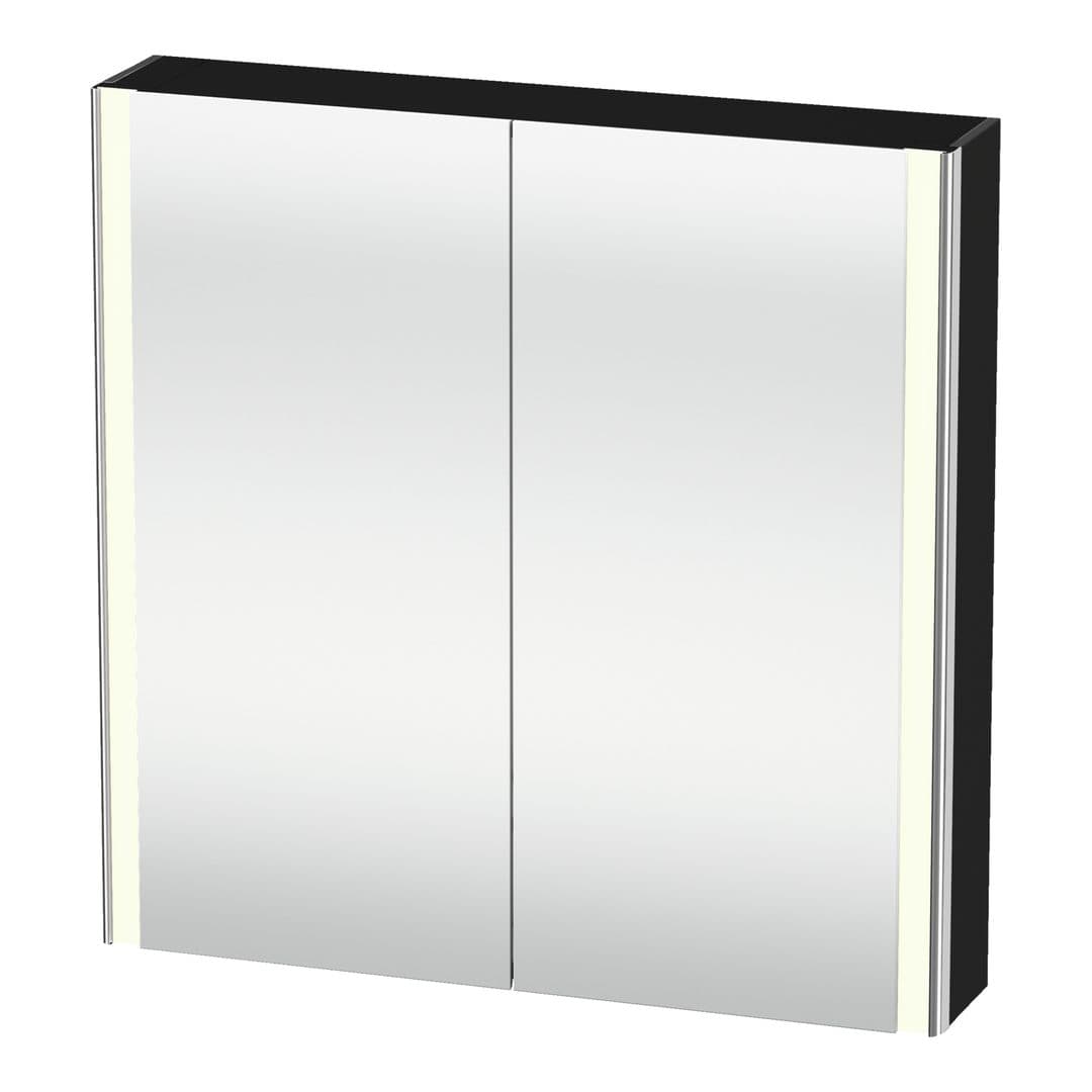 Duravit XSquare – Καθρέπτης Μπάνιου – 800×800 mm, καθρεπτοντούλαπο, 2 πόρτες, με φωτισμό LED, Socket – Graphite (XS7112080800000)