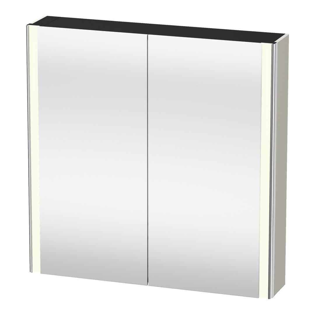 Duravit XSquare – Καθρέπτης Μπάνιου – 800×800 mm, καθρεπτοντούλαπο, 2 πόρτες, με φωτισμό LED – Taupe (XS7112083836000)