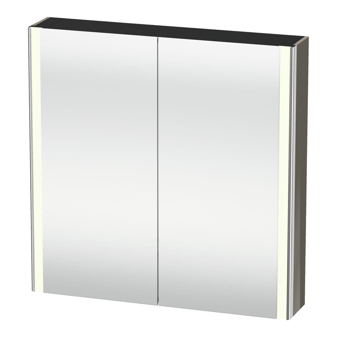 Duravit XSquare – Καθρέπτης Μπάνιου – 800×800 mm, καθρεπτοντούλαπο, 2 πόρτες, με φωτισμό LED – Flannel Grey (XS7112089896000)