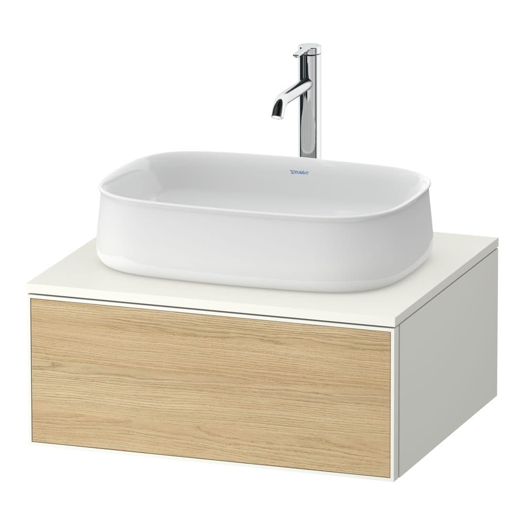 Duravit Zencha – Έπιπλο Νιπτήρα – 650 mm, για κονσόλα, 1 συρτάρι, νιπτήρας κέντρο, σώμα White Super Matt – Natural oak, Decor (ZE4810030840000)