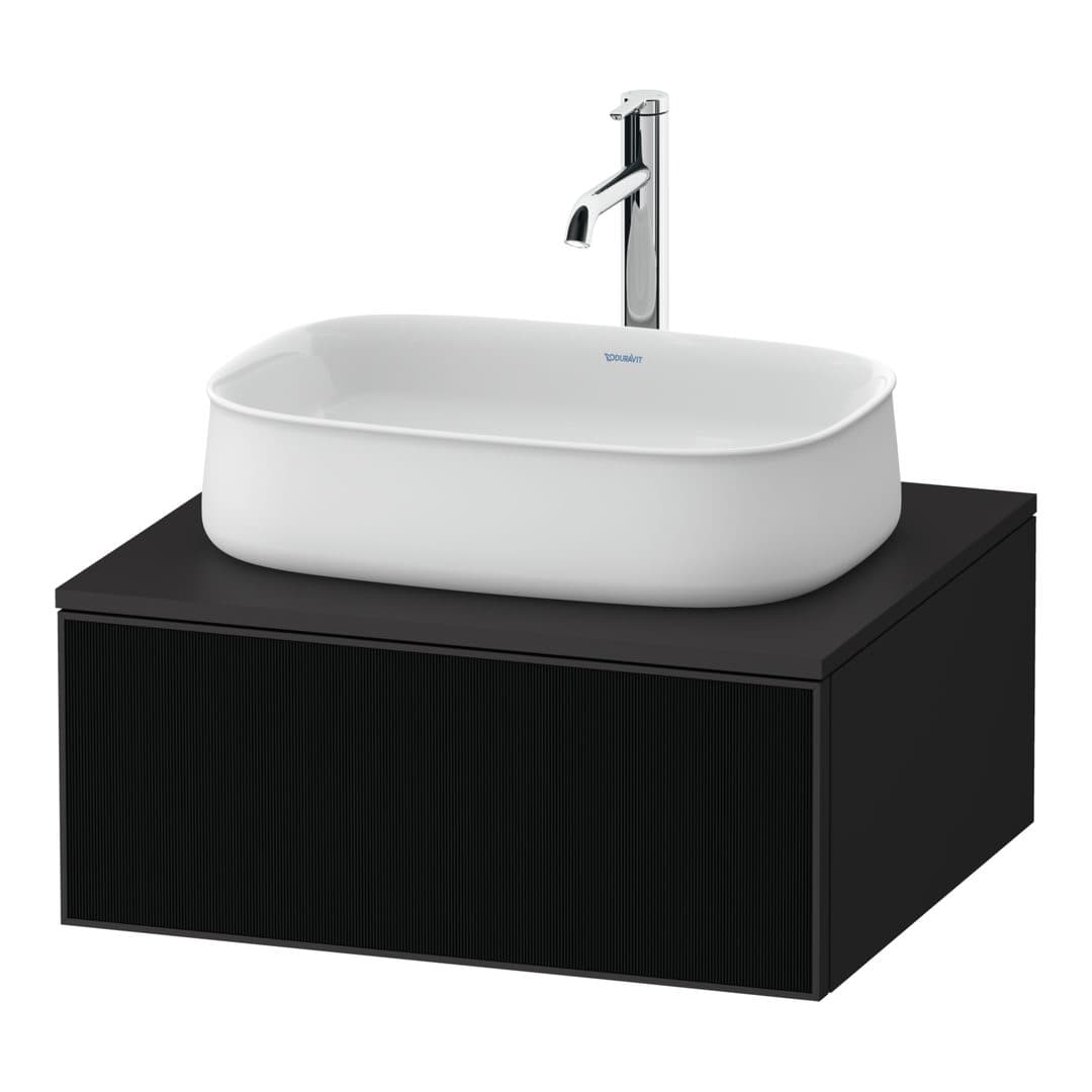 Duravit Zencha – Έπιπλο Νιπτήρα – 650 mm, για κονσόλα, 1 συρτάρι, νιπτήρας κέντρο, σώμα Graphite Super Matt – Black line structure, Glass (ZE4810063800000)
