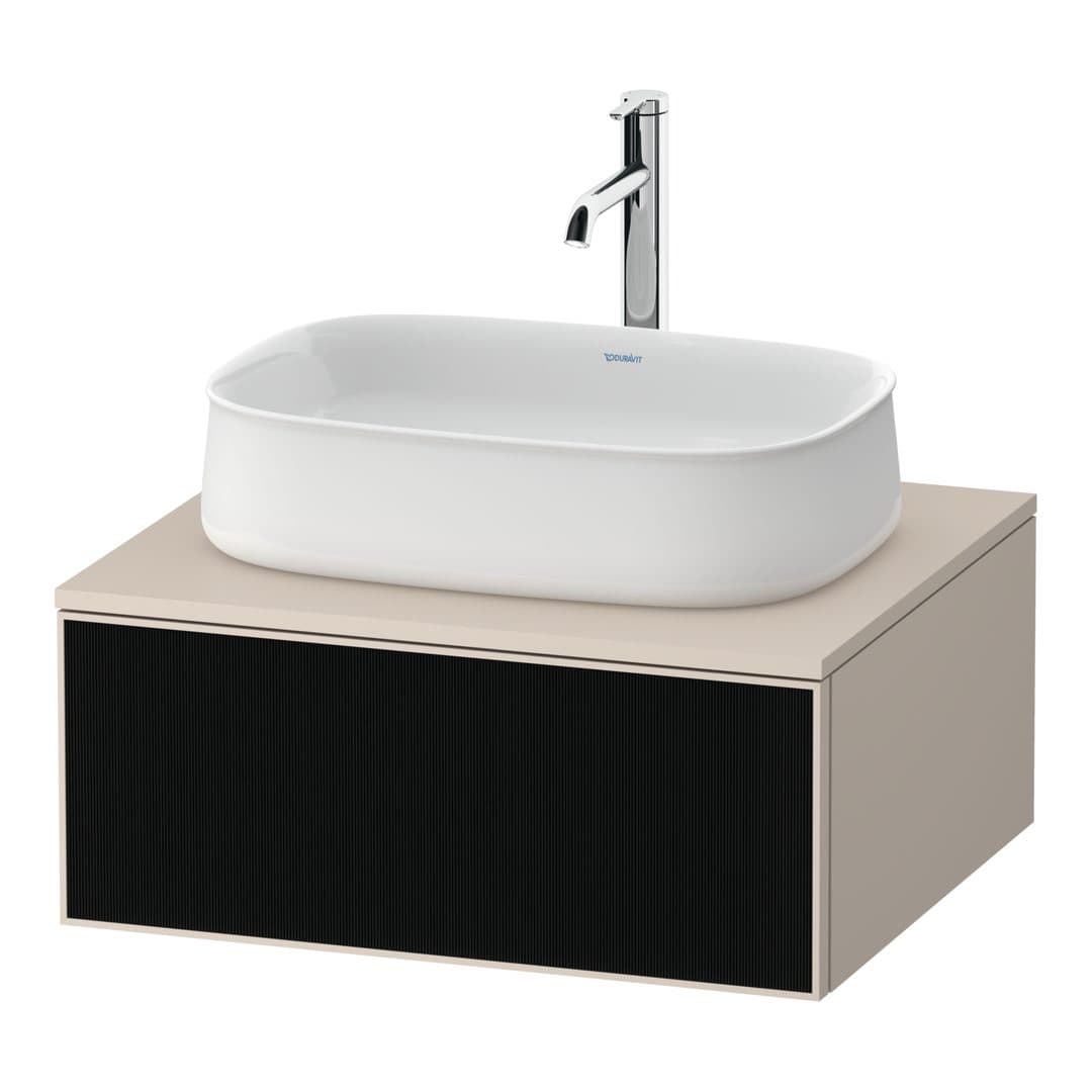 Duravit Zencha – Έπιπλο Νιπτήρα – 650 mm, για κονσόλα, 1 συρτάρι, νιπτήρας κέντρο, σώμα Taupe Super Matt – Black line structure, Glass (ZE4810063830000)