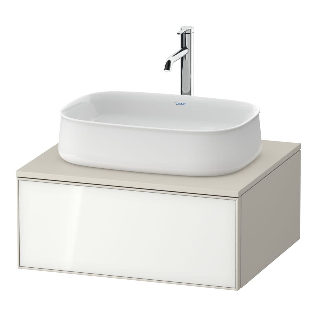 Duravit Zencha – Έπιπλο Νιπτήρα – 650 mm, για κονσόλα, 1 συρτάρι, νιπτήρας κέντρο, σώμα Taupe Super Matt – White, Glass (ZE4810064830000)