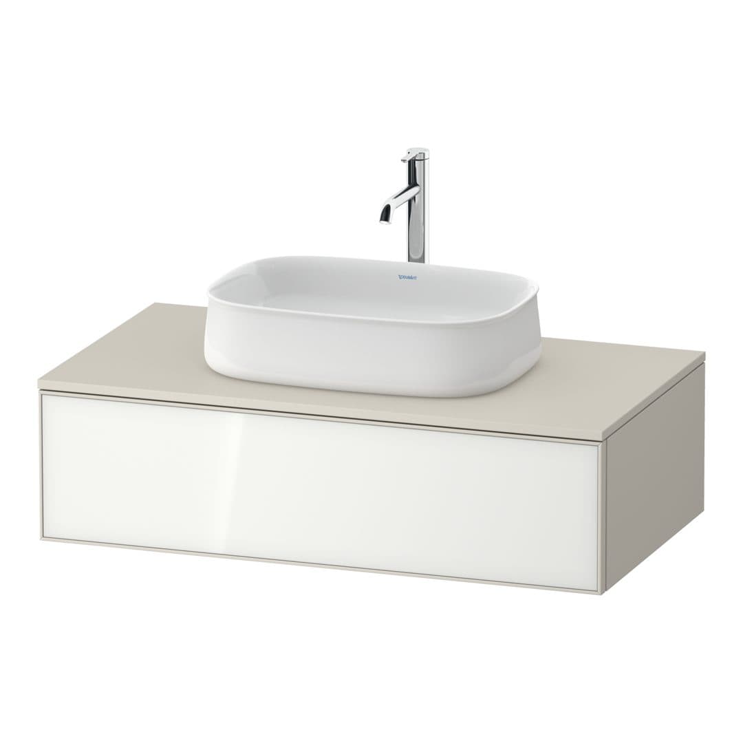 Duravit Zencha – Έπιπλο Νιπτήρα – 1000 mm, για κονσόλα, 1 συρτάρι, νιπτήρας κέντρο, σώμα Taupe Super Matt – White, Glass (ZE4811064830000)