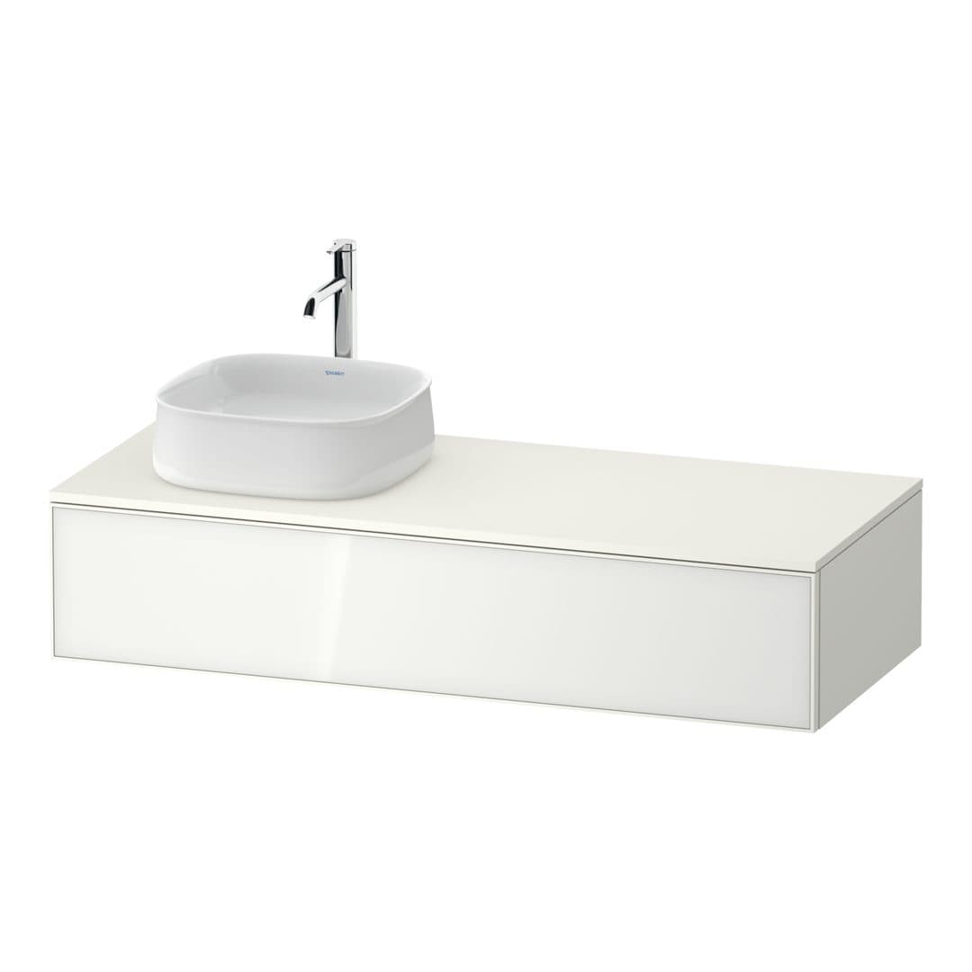 Duravit Zencha – Έπιπλο Νιπτήρα – 1300 mm, για κονσόλα, 1 συρτάρι, νιπτήρας αριστερά, αριστερή έκδοση – White, Glass (ZE4812L64840000)