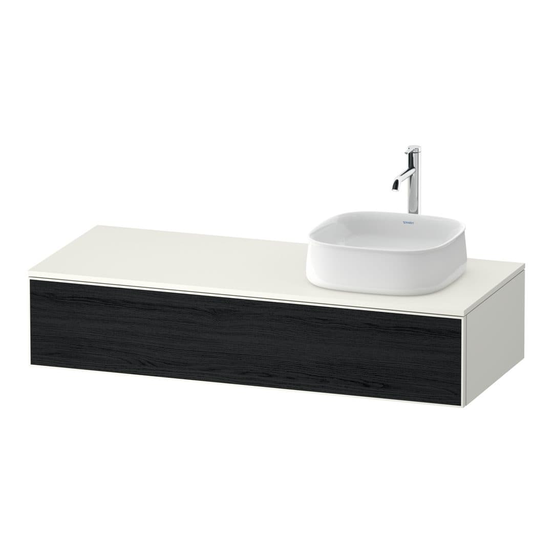 Duravit Zencha – Έπιπλο Νιπτήρα – 1300 mm, για κονσόλα, 1 συρτάρι, νιπτήρας δεξιά, σώμα White Super Matt, δεξιά έκδοση – Black oak Matt, Decor (ZE4812R16840000)