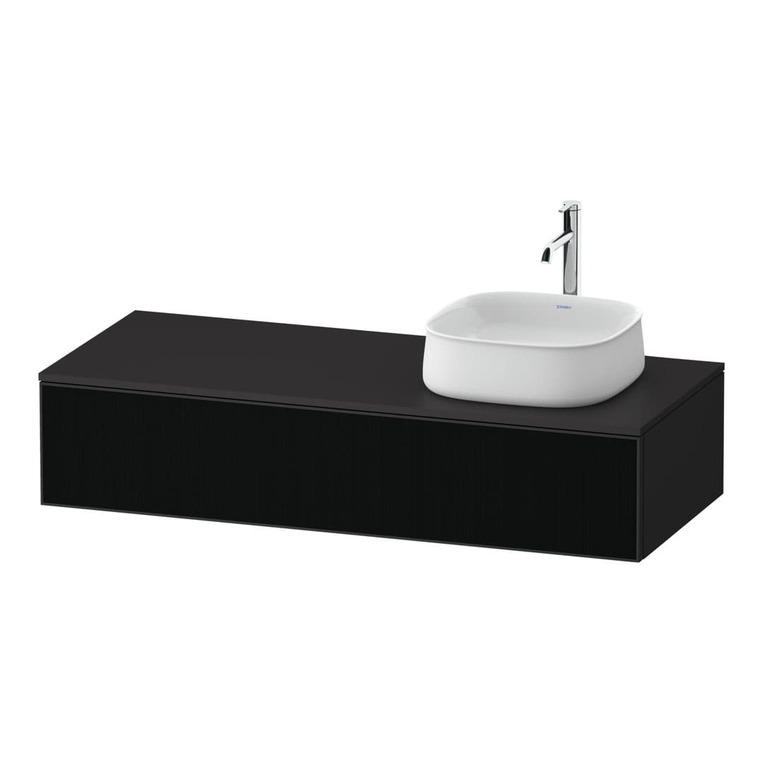 Duravit Zencha – Έπιπλο Νιπτήρα – 1300 mm, για κονσόλα, 1 συρτάρι, νιπτήρας δεξιά, σώμα Graphite Super Matt, δεξιά έκδοση – Black line structure, Glass (ZE4812R63800000)