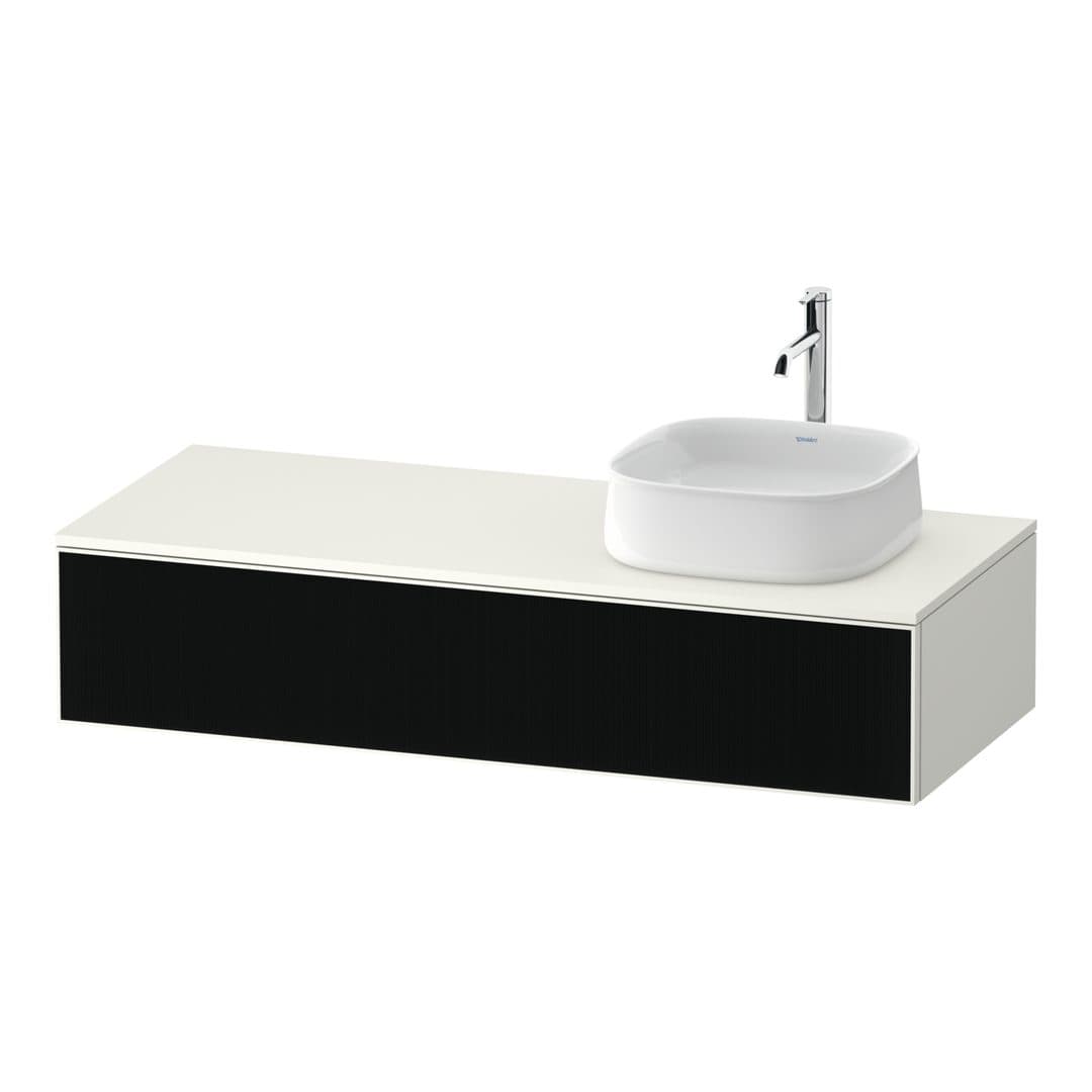 Duravit Zencha – Έπιπλο Νιπτήρα – 1300 mm, για κονσόλα, 1 συρτάρι, νιπτήρας δεξιά, σώμα White Super Matt, δεξιά έκδοση – Black line structure, Glass (ZE4812R63840000)