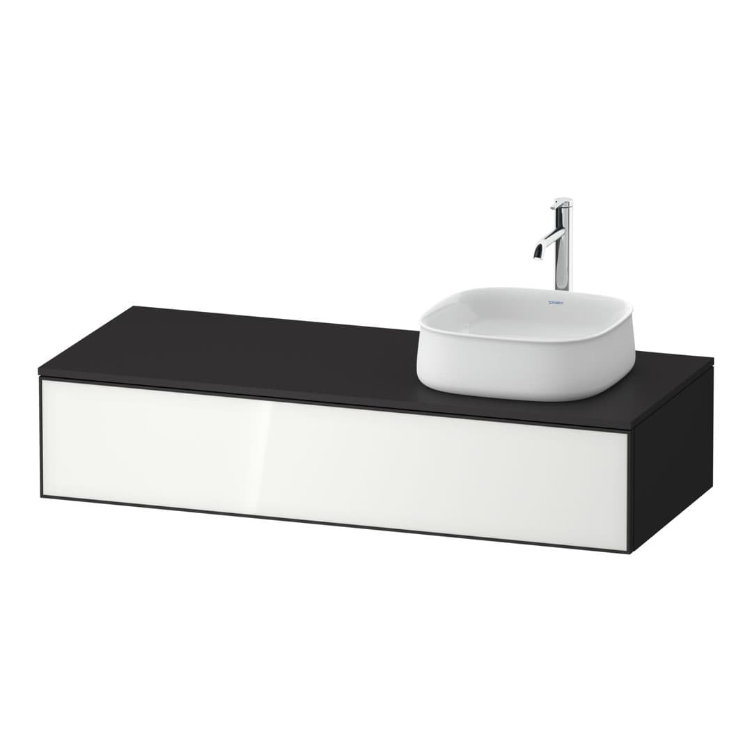 Duravit Zencha – Έπιπλο Νιπτήρα – 1300 mm, για κονσόλα, 1 συρτάρι, νιπτήρας δεξιά, σώμα Graphite Super Matt, δεξιά έκδοση – White, Glass (ZE4812R64800000)