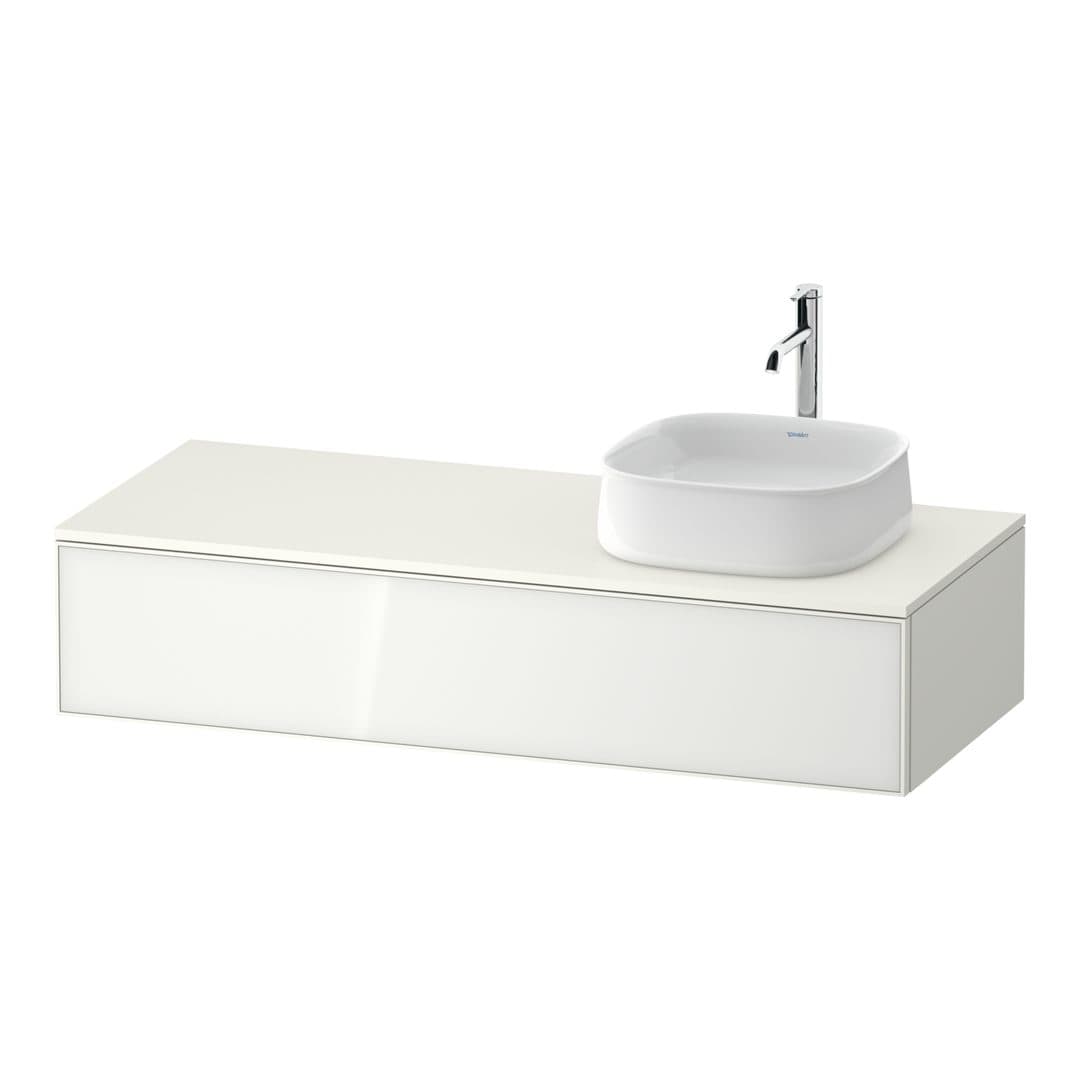 Duravit Zencha – Έπιπλο Νιπτήρα – 1300 mm, για κονσόλα, 1 συρτάρι, νιπτήρας δεξιά, δεξιά έκδοση – White, Glass (ZE4812R64840000)